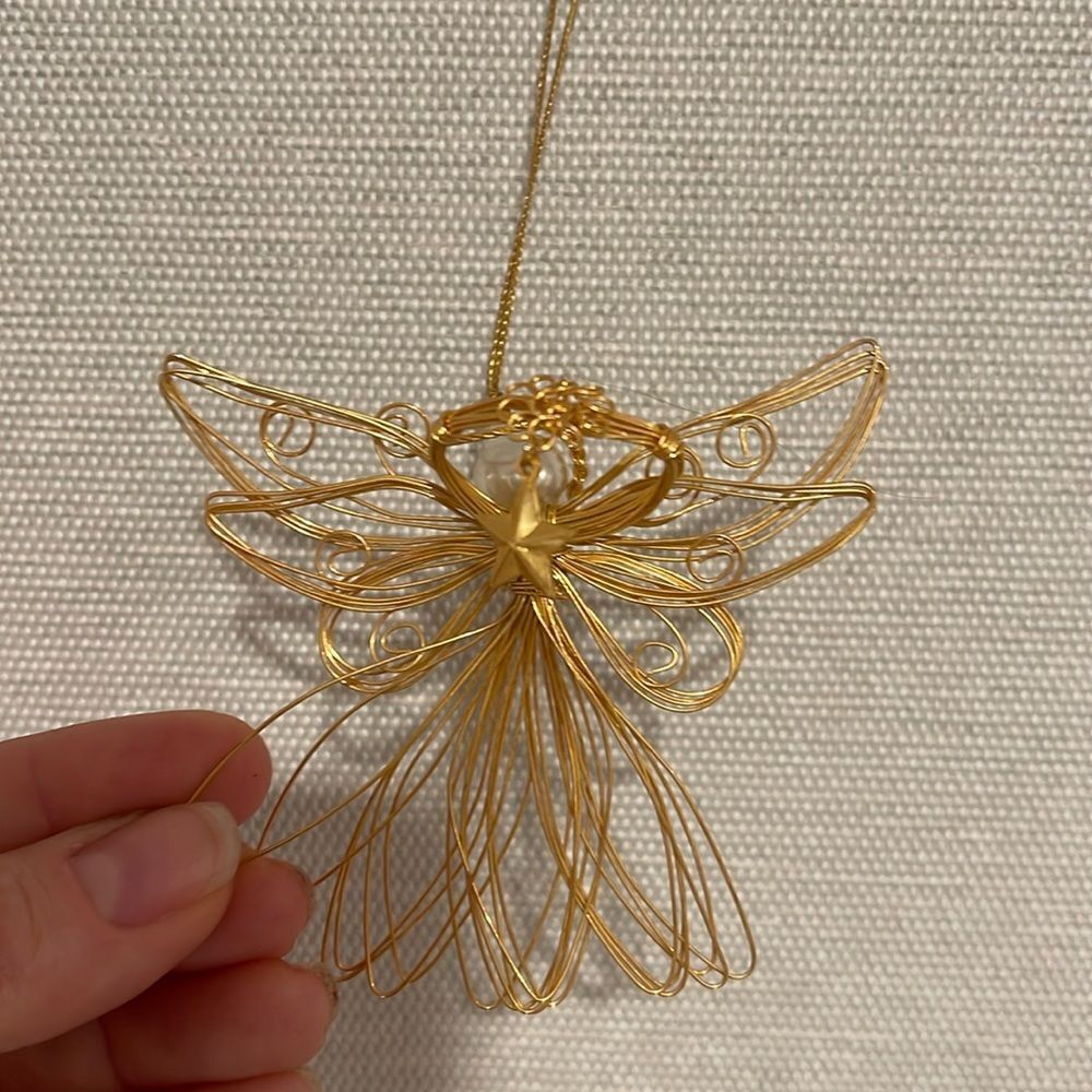 Gold Wire Angel Ornament with pearl